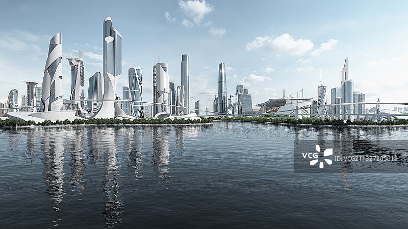 未来科幻绿色新城市图片素材