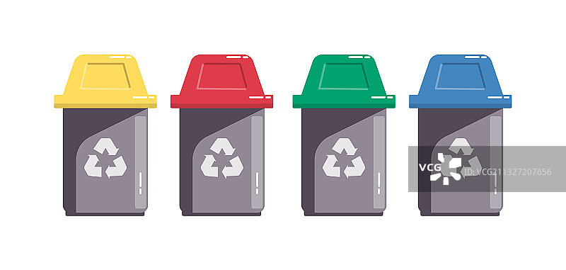 彩色分类回收垃圾箱图片素材