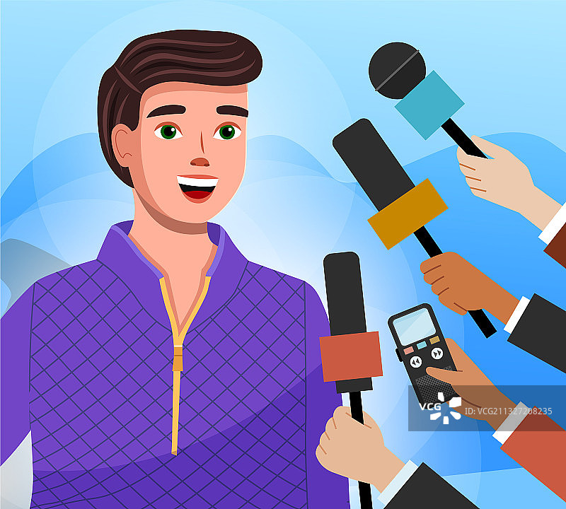 新闻发布会与健硕男子记者图片素材