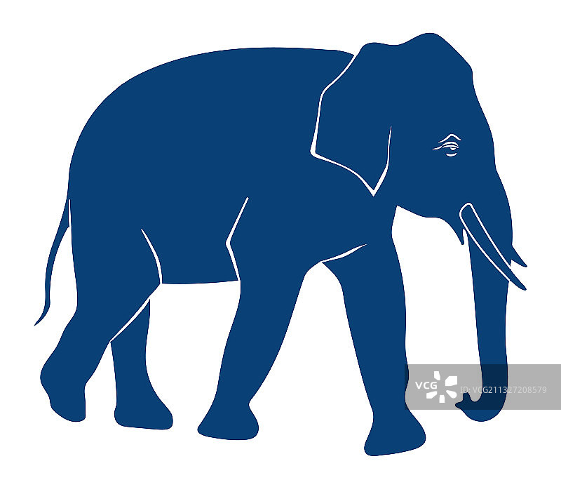 白色背景上的大象轮廓侧视图图片素材