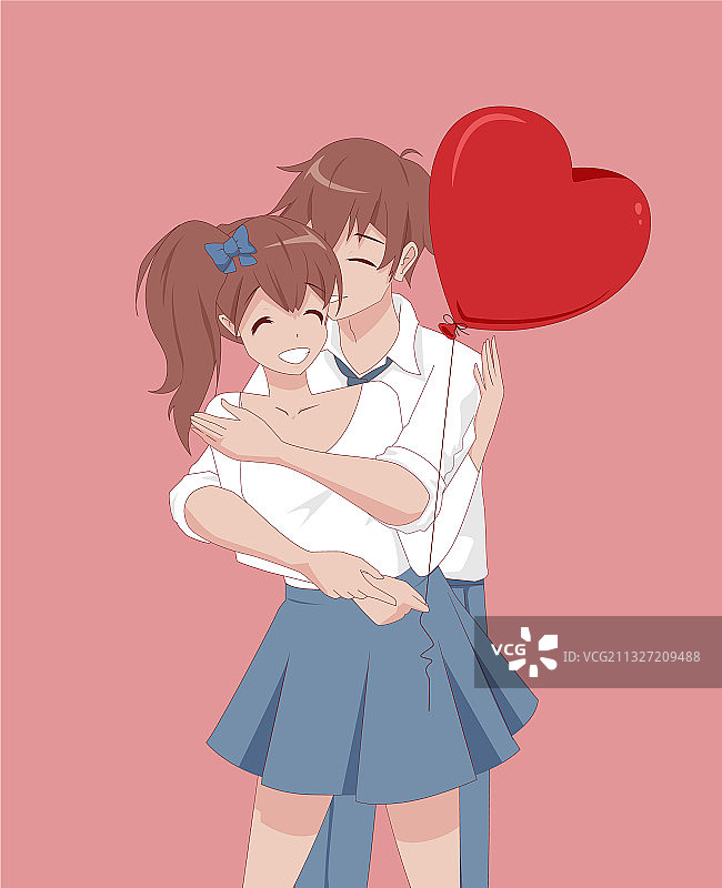 动漫情侣拥抱图片素材