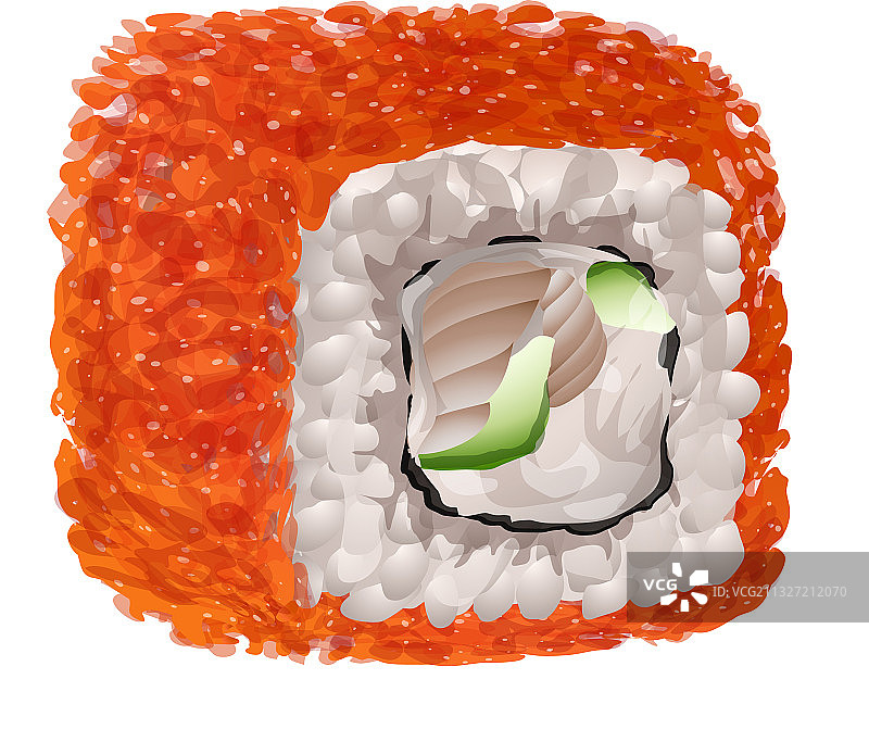 鱼子酱寿司卷卡通图标图片素材