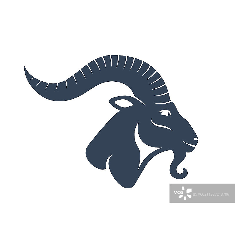 黑色生肖摩羯座山羊头图片素材