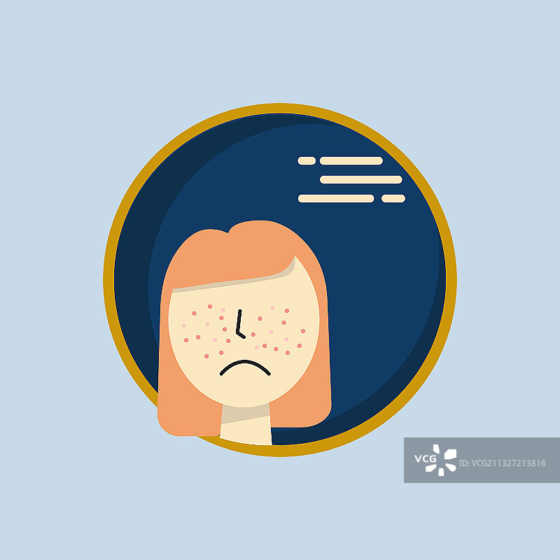 痤疮皮肤问题少女扁平插画图片素材