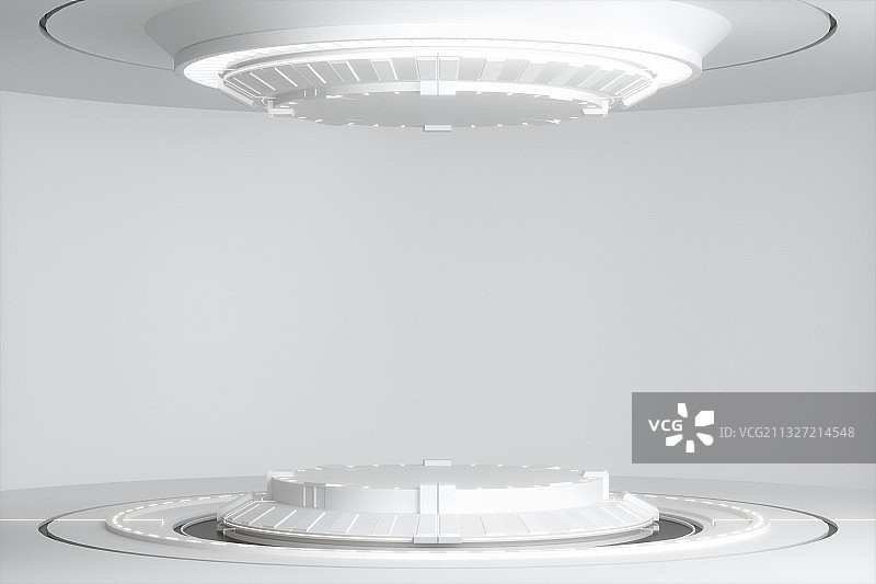3D渲染的科幻灯光展台图片素材