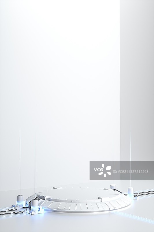 3D渲染的科幻灯光展台图片素材
