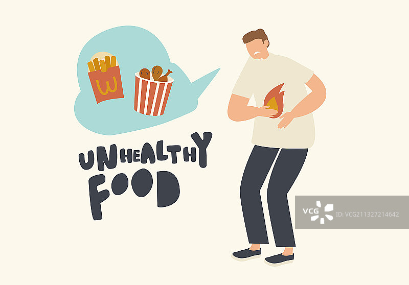 男性角色腹痛、胃灼热或痉挛图片素材