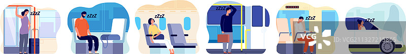交通工具上疲惫的人们，早晨的悲伤男人和女人图片素材