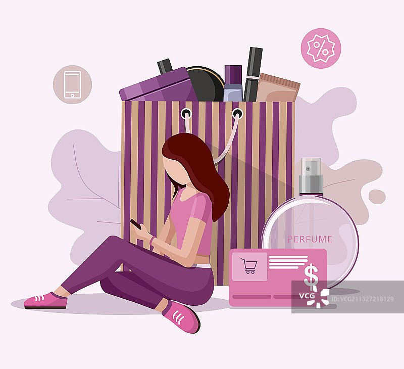 拎包女孩购买化妆品配件图片素材