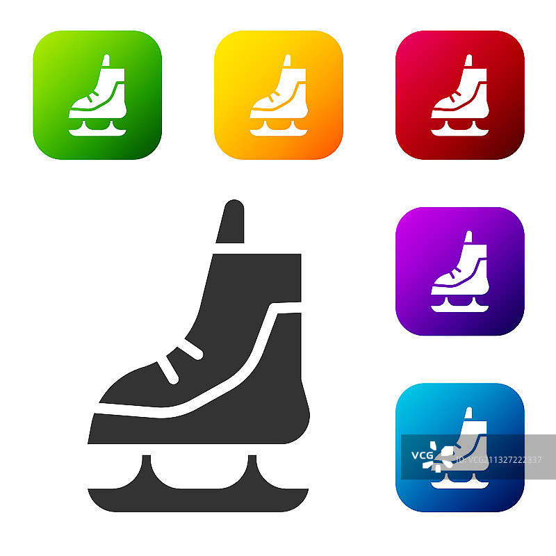 白色背景上孤立的黑色溜冰鞋图标图片素材