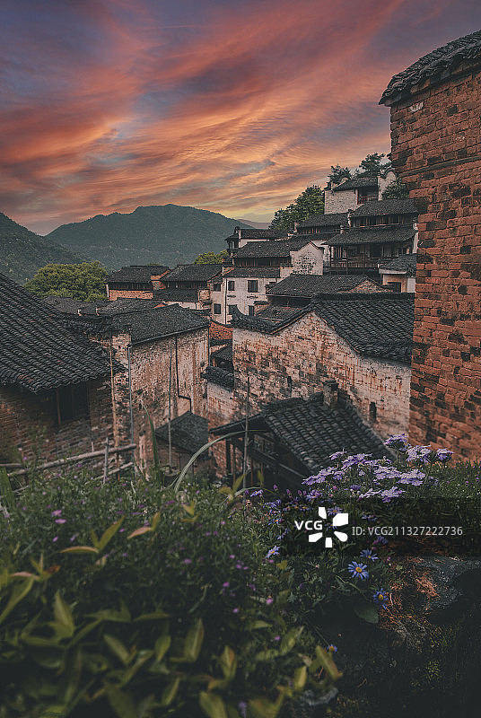 篁岭晚霞图片素材