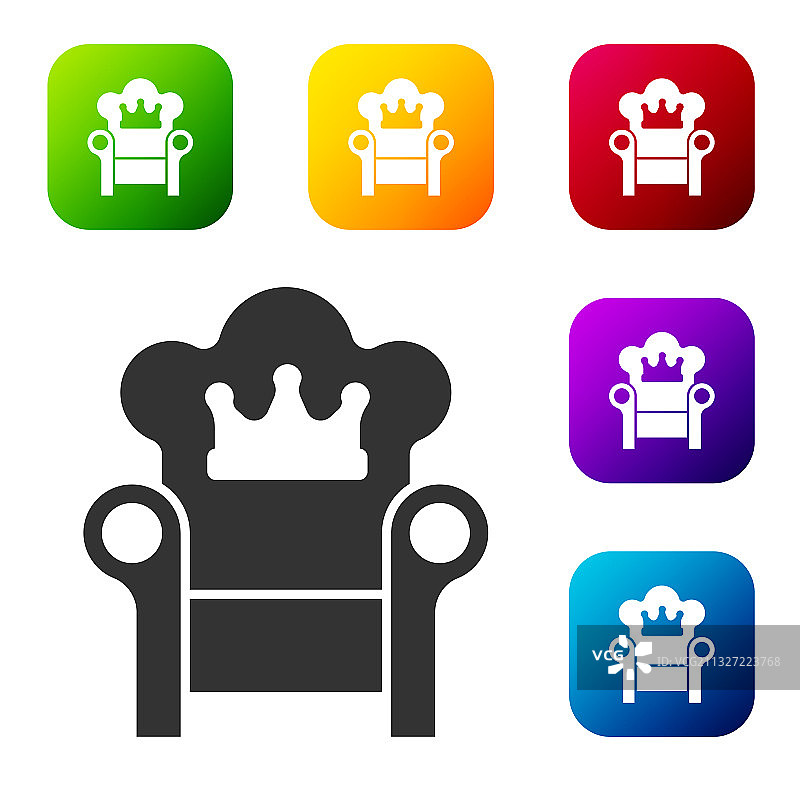 白色背景上的黑色中世纪王座图标图片素材