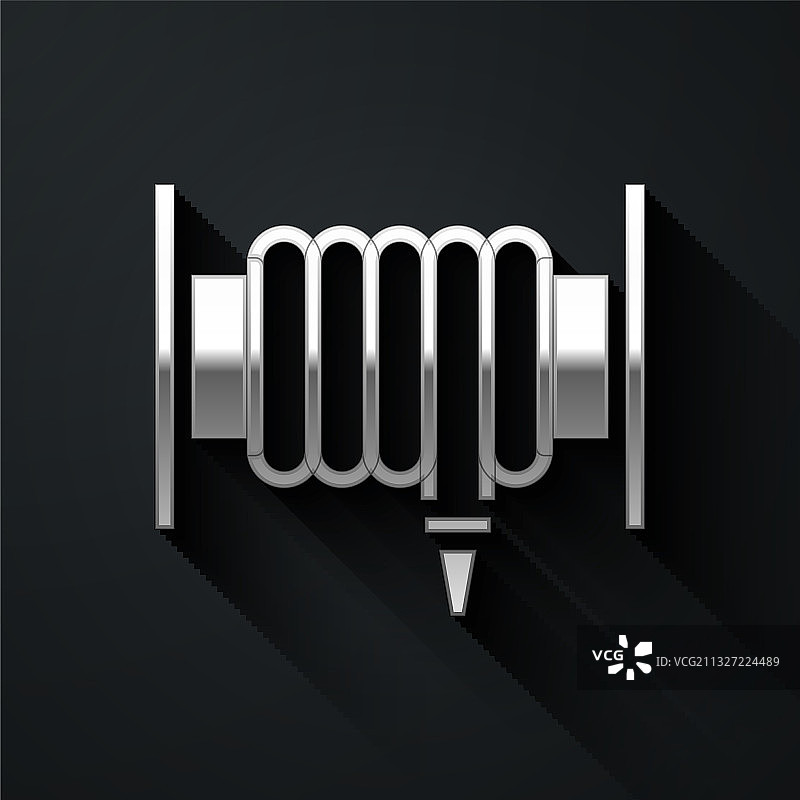 黑色背景上的银色消防水带卷盘图标图片素材