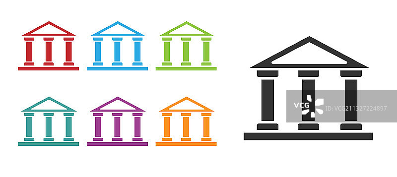 白色背景上的黑色法院大楼图标图片素材