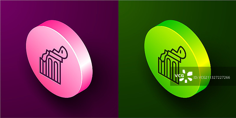 2.5D风格断裂古代柱子线条图标图片素材