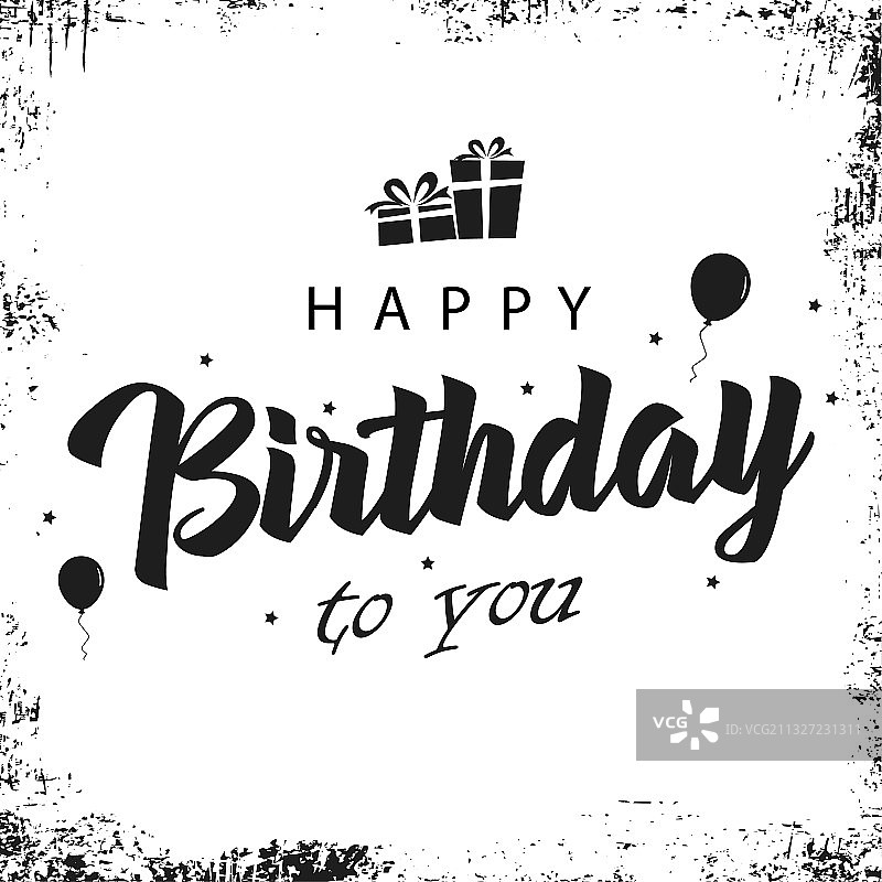 黑白色生日贺卡图片素材