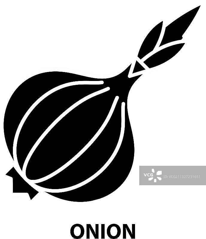 可编辑的黑色洋葱符号图标图片素材