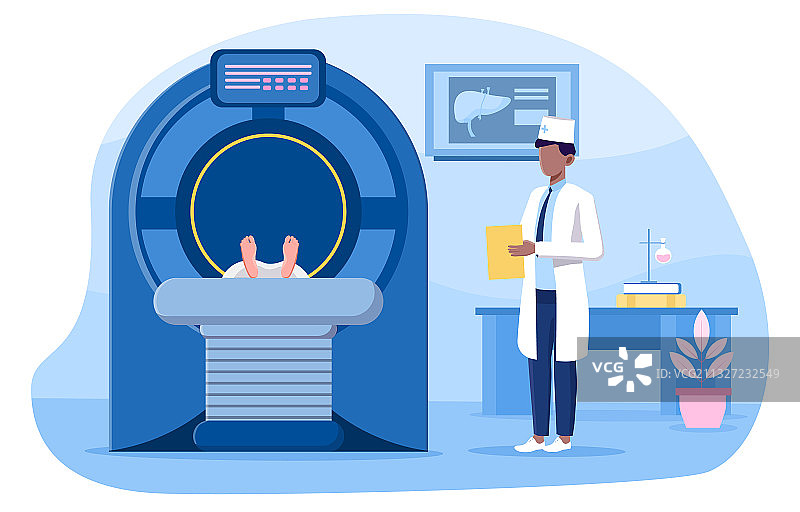 医生进行磁共振检查图片素材