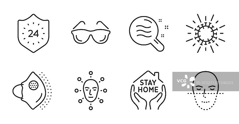 居家皮肤状况和医用口罩图标图片素材