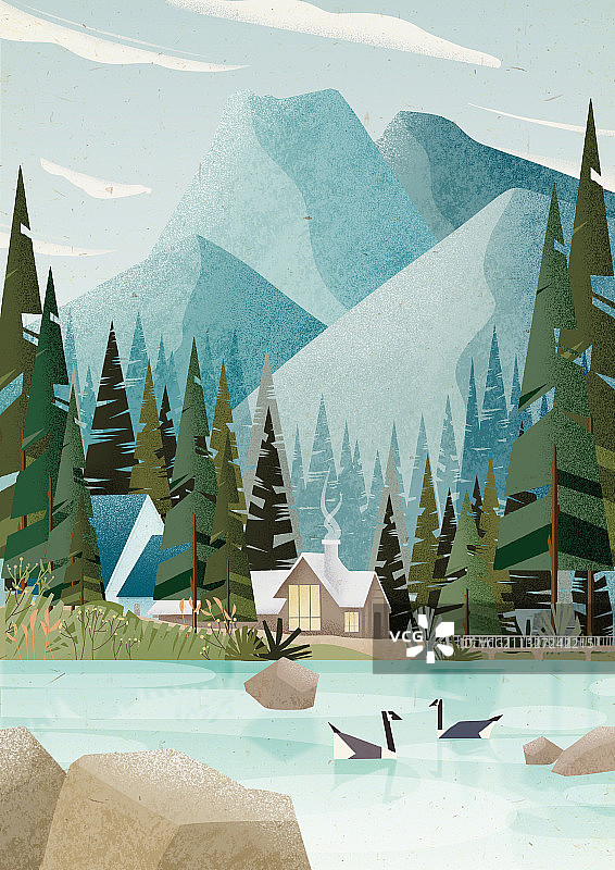 扁平风景系列插画图片素材