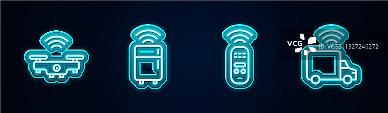 智能无人机冰箱遥控器线性图标图片素材