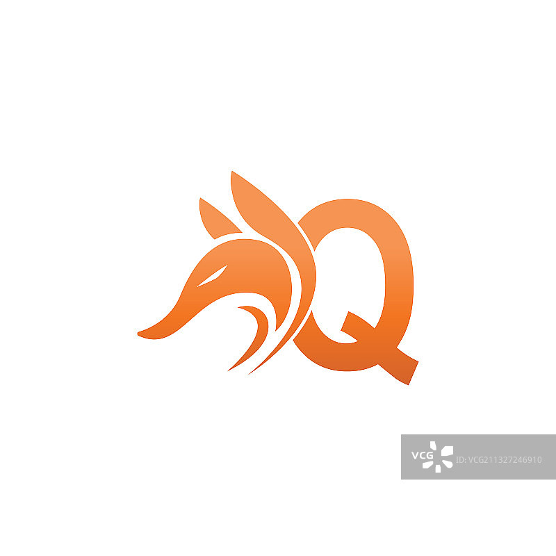 狐狸头像与字母Q标志图标组合图片素材