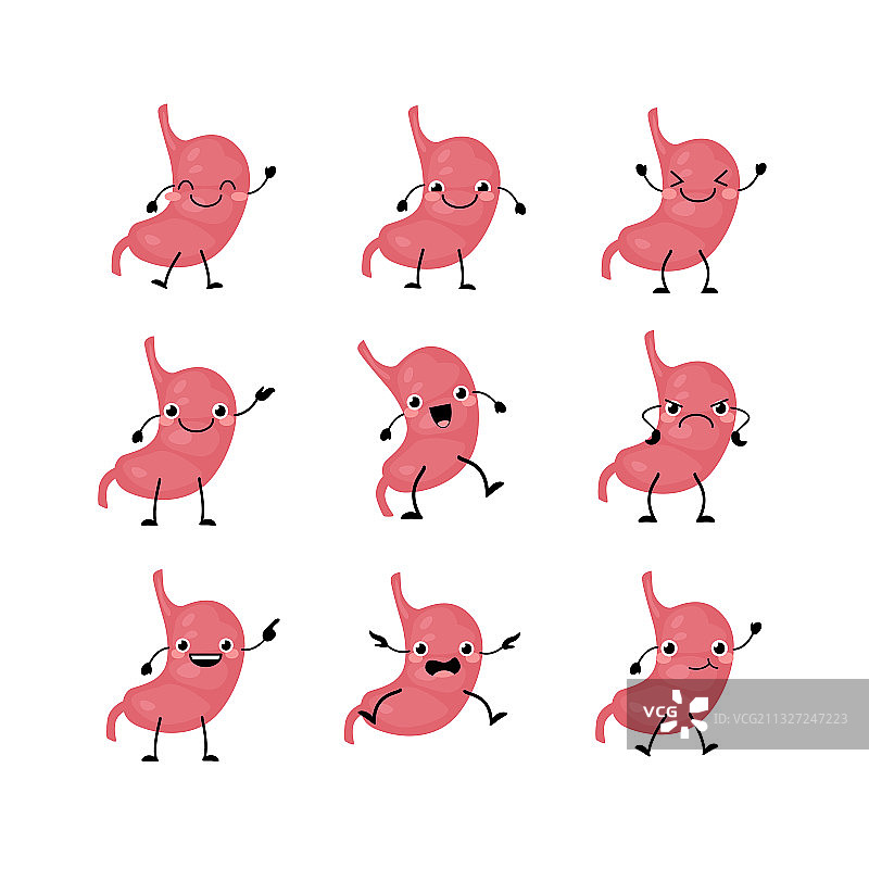 扁平风格的可爱胃部器官图片素材