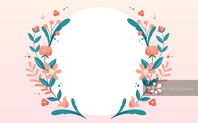 卡通春天感恩节鲜花花环矢量插画海报素材图片素材