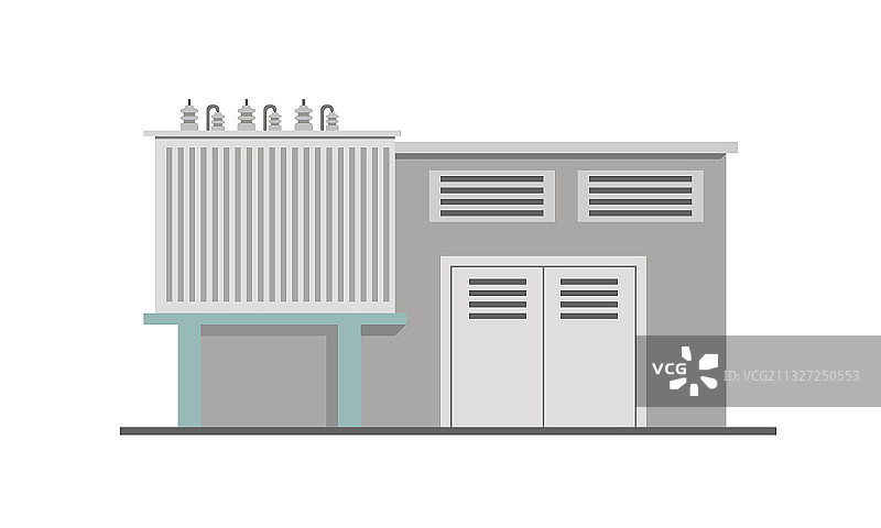 变压器变电站建筑扁平风格图片素材