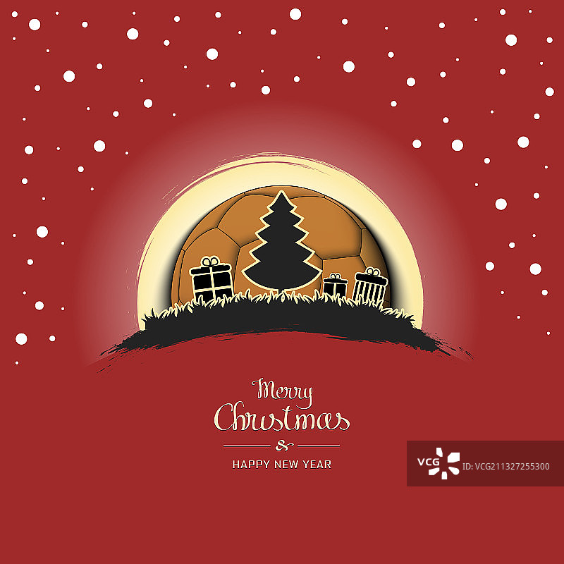 手球背景上的圣诞树图片素材