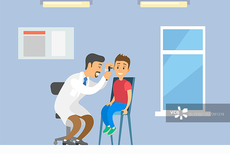 耳鼻喉科医生与年轻患者在一起图片素材