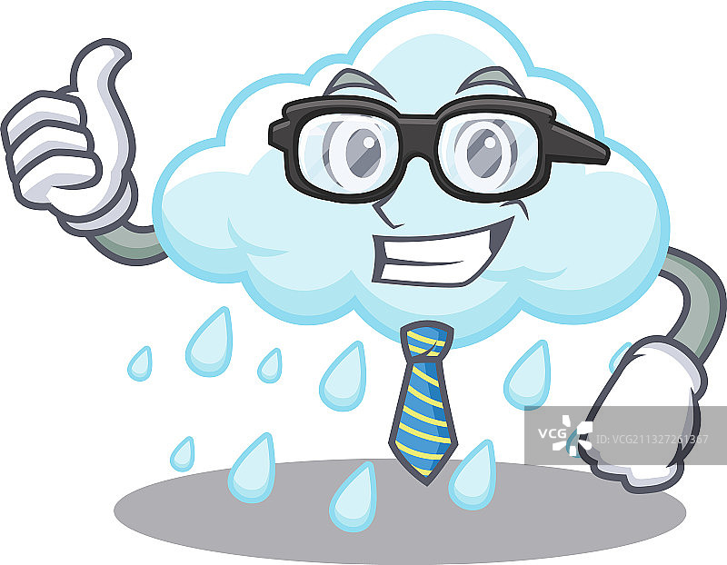 优雅多云阴雨的商人吉祥物设计图片素材