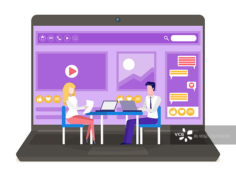 同事在电脑上交谈图片素材