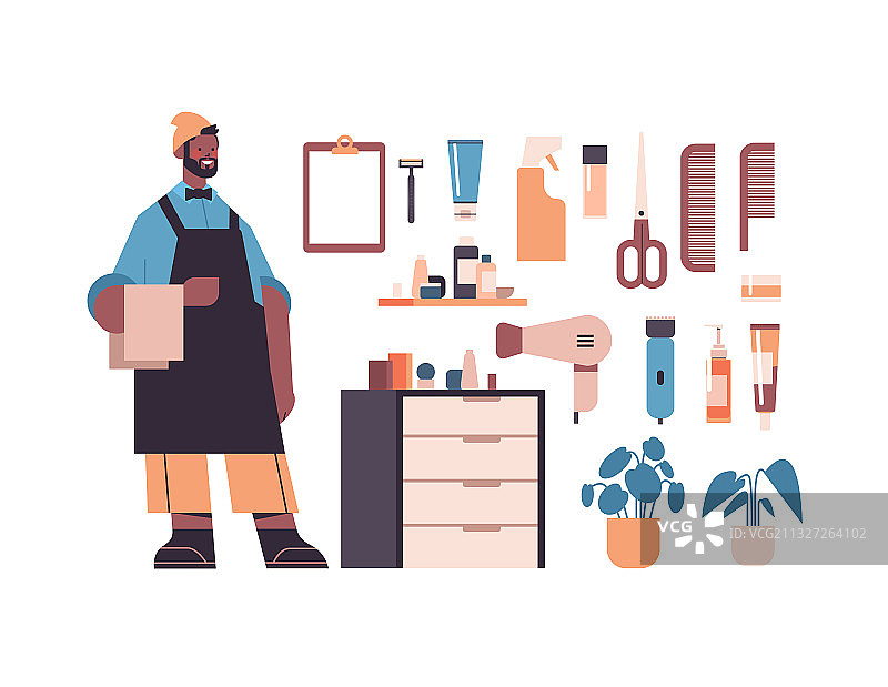 理发店工具配件与男人图片素材