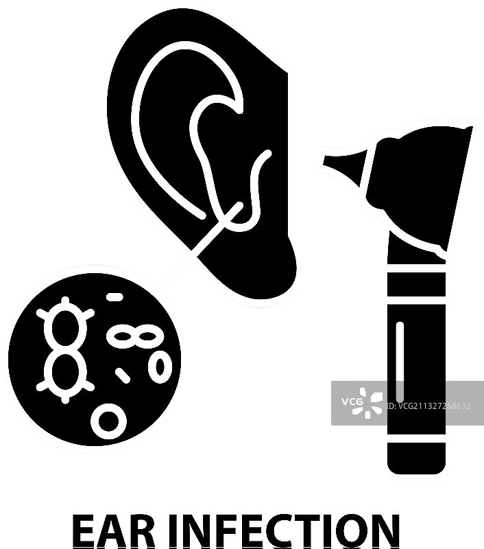 耳朵感染黑色图标图片素材