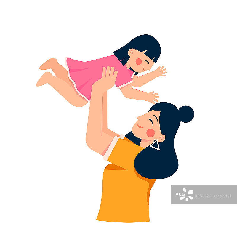 母女亲子育儿主题矢量插画图片素材