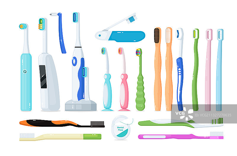 用于牙齿护理和口腔卫生的牙刷套装图片素材