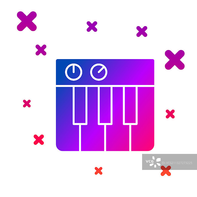 白色背景上的彩色音乐合成器图标图片素材