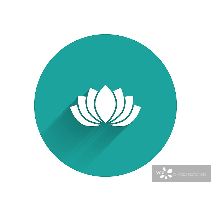 白色莲花图标，长阴影图片素材