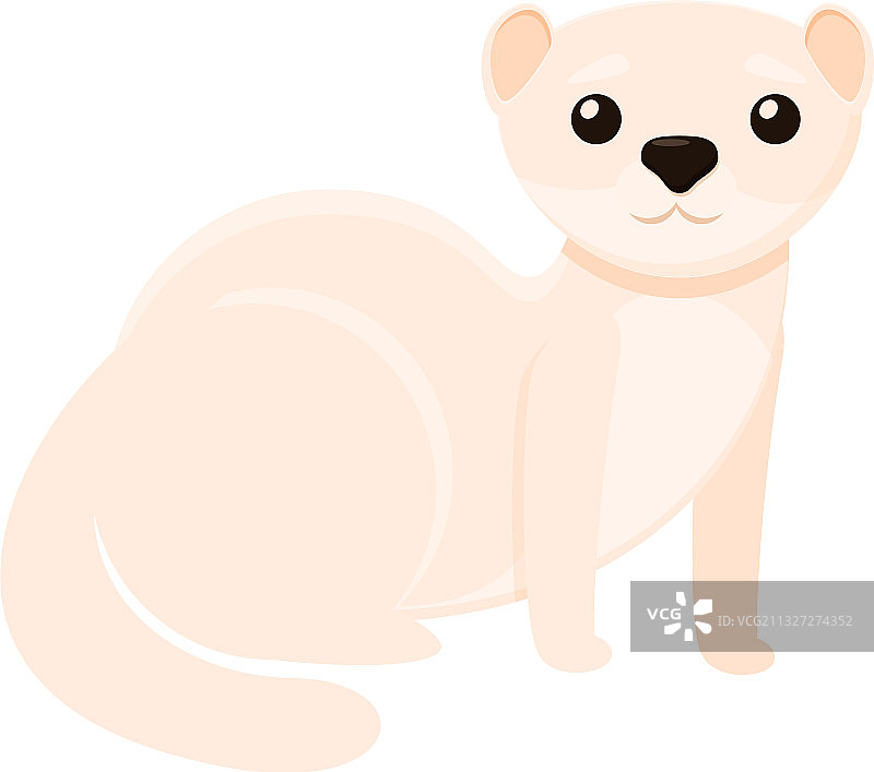 白色可爱貂卡通风格图标图片素材