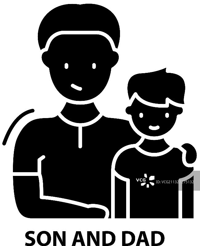 可编辑的父子图标黑色标志图片素材