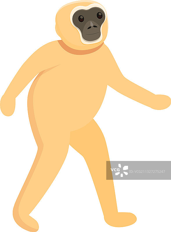 卡通风格的长臂猿行走图标图片素材