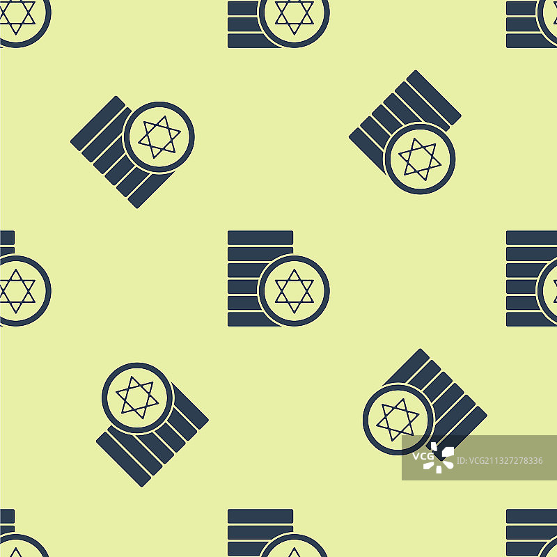 蓝色犹太硬币图标无缝图案图片素材