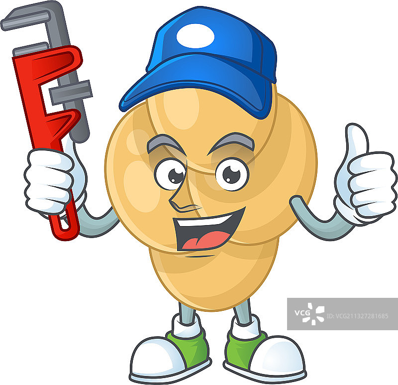 百日咳杆菌卡通形象，扮演聪明的水管工图片素材