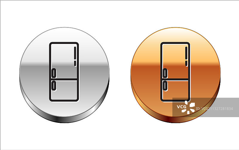 黑色线条冰箱图标，白色背景图片素材