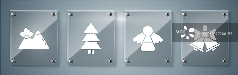 圣诞快乐铃铛和圣诞天使套装图片素材