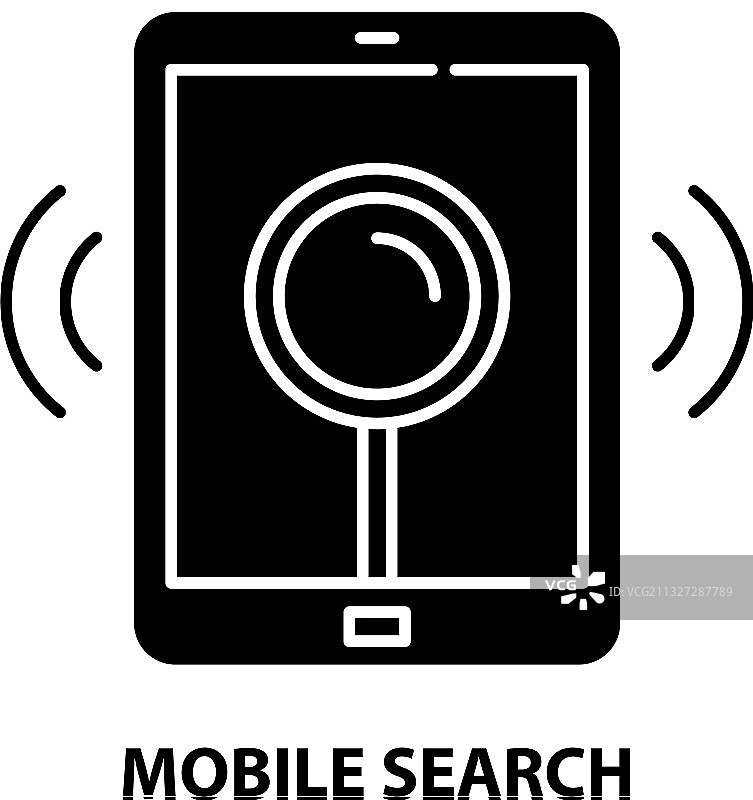 带有手机搜索图标的黑色标志图片素材