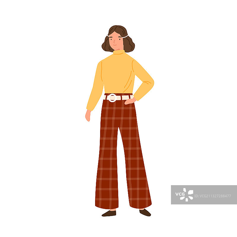 穿着70年代嬉皮士服装的年轻女人图片素材