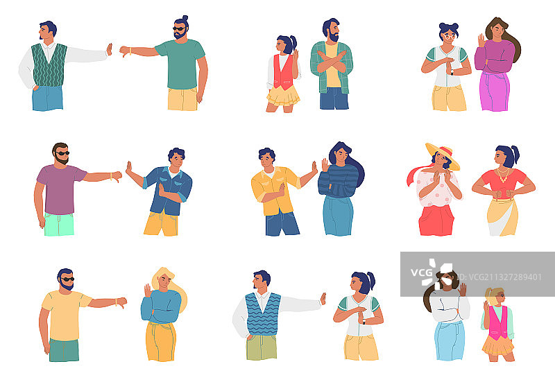 冲突人物卡通角色扁平化设计图片素材