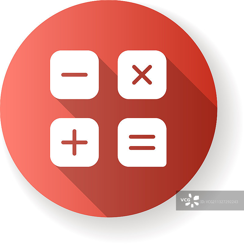 计算器应用红色扁平长阴影设计图片素材